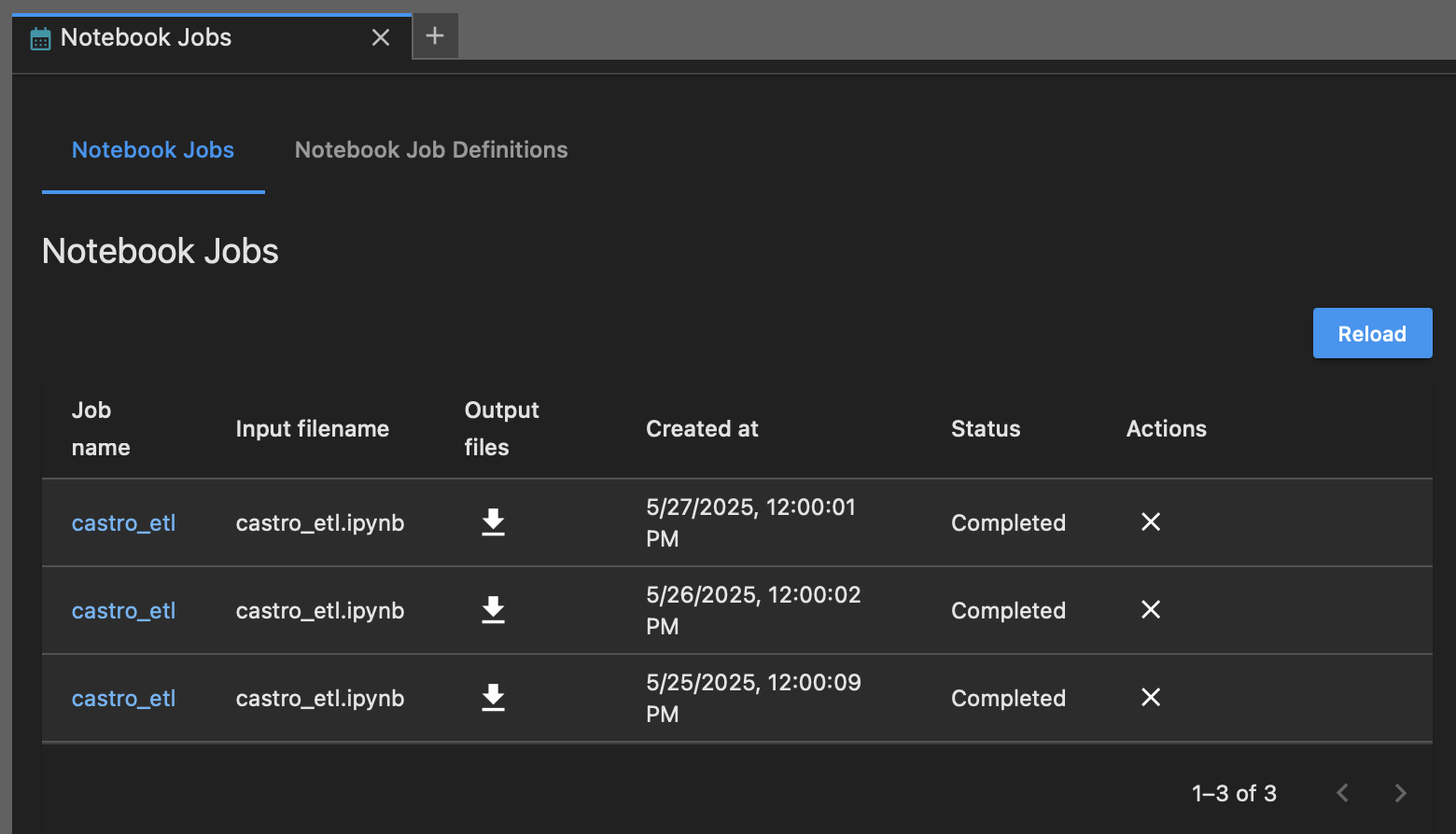 Screenshot of JupyterLab Notebook Job scheduler